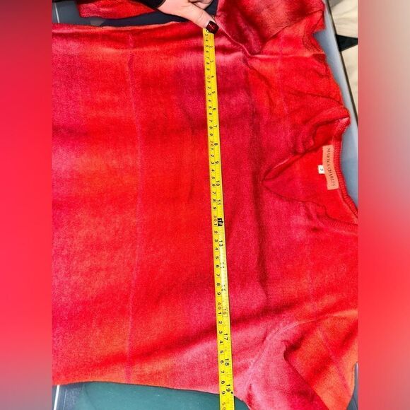 Marika Charles Cashmere sweater pullover designer size 3 L red hand tie dye - Picture 5 of 6